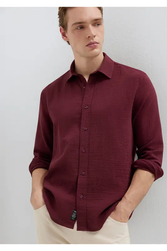 Bordo Gömlek Regular Fit / Normal Kesim 0211518-70426 - Bordo - 3