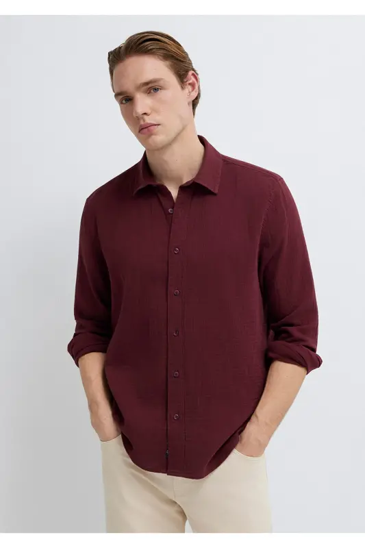 Bordo Gömlek Regular Fit / Normal Kesim 0211518-70426-Bordo - MAVI