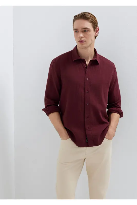 Bordo Gömlek Regular Fit / Normal Kesim 0211518-70426-Bordo - 2