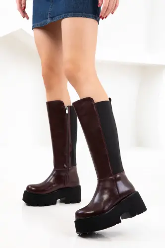 Bordo Kadın Çizme 19945-Bordo - 1