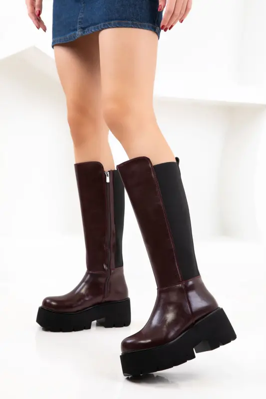 Bordo Kadın Çizme 19945-Bordo - 1