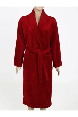 Bordo Kadın/Erkek Unısex Şalyaka Ev, Otel, Spa, Banyo Bornoz Tek Parça-Bordo - AİRYCOT (1)