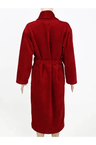 Bordo Kadın/Erkek Unısex Şalyaka Ev, Otel, Spa, Banyo Bornoz Tek Parça-Bordo - 4