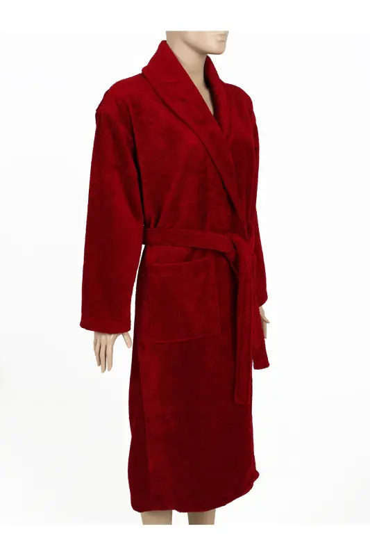 Bordo Kadın/Erkek Unısex Şalyaka Ev, Otel, Spa, Banyo Bornoz Tek Parça-Bordo - 3