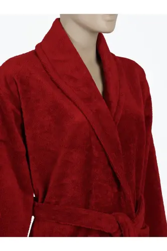 Bordo Kadın/Erkek Unısex Şalyaka Ev, Otel, Spa, Banyo Bornoz Tek Parça-Bordo - 5