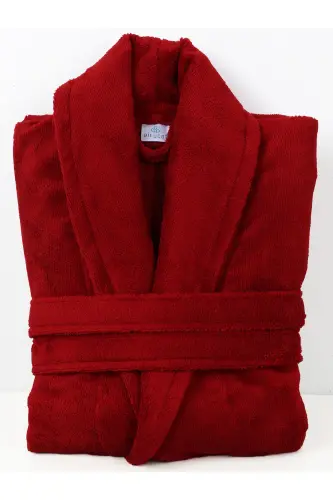 Bordo Kadın/Erkek Unısex Şalyaka Ev, Otel, Spa, Banyo Bornoz Tek Parça-Bordo 