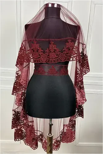 Bordo Kelin Duxob Seti, Kuyov Yelkasi, Taqish Lentasi, Qo'l Guli, Xina Duxobi Ro'moli, 10 Bo'lak-Bordo - 7