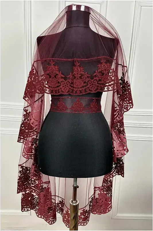 Bordo Kelin Duxob Seti, Kuyov Yelkasi, Taqish Lentasi, Qo'l Guli, Xina Duxobi Ro'moli, 10 Bo'lak-Bordo - 7