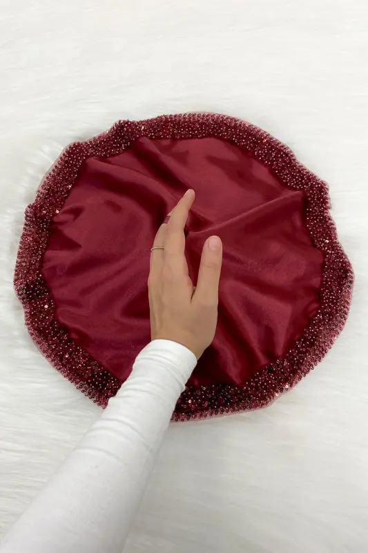 Bordo Kelin Kuyov Roʻmoli Pulli, Halay Qoʻl Roʻmoli, Toʻy Xina Sunnat Soʻz Noshon Bride Bakalavrga-ORKİDESATENMENDİLBORDO - 1