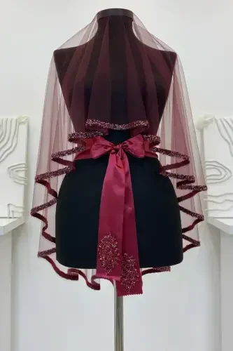 Bordo Kelin Roʻmoli Toʻplami, Shisha Munchoq va Paxta Bosma Xina Roʻmoli Toʻplami 6 Boʻlak-RoʻmolBordo - 7