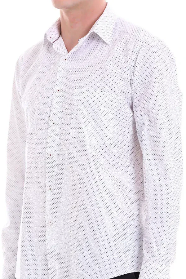 Bordo Klassik Fit Bosma Paxta Slim Yoqali Uzun Ko'ylak - 5