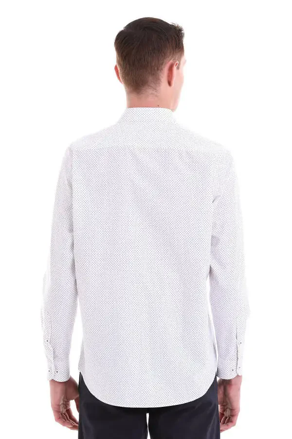 Bordo Klassik Fit Bosma Paxta Slim Yoqali Uzun Ko'ylak - 6