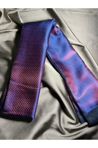 Bordo Mavi Çizgi Desen Fosfor Saten Ince Kaşmir Doku Yumuşak Kışlık Yeni Nesil Fular Atkı-hediyelik-bordo mavi - 3