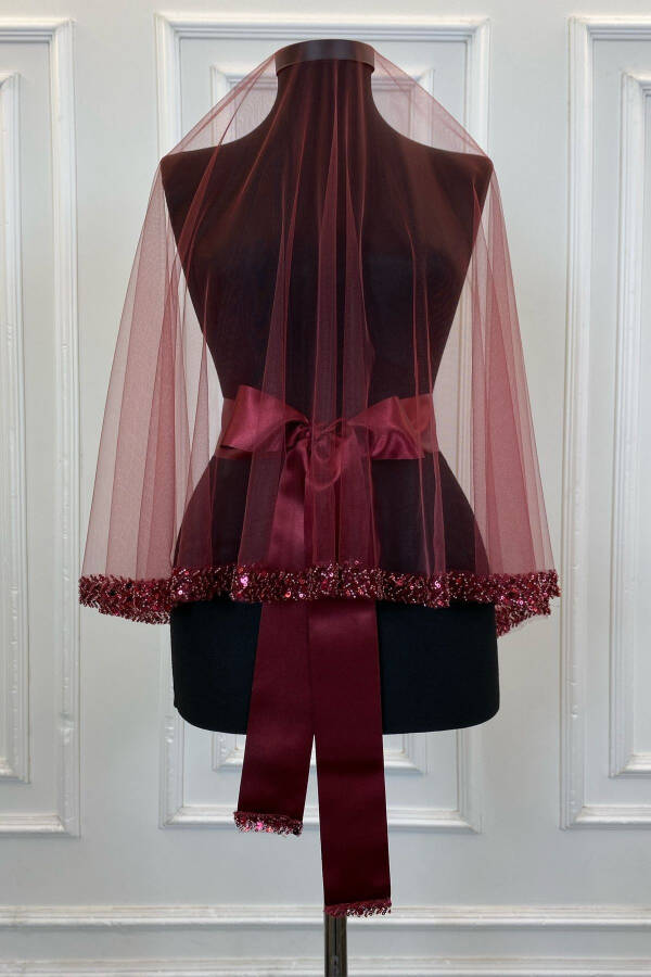 Bordo nafis kelin pardasi to'plami, suv toshli xina pardasi to'plami 6 dona, pul payet - 40
