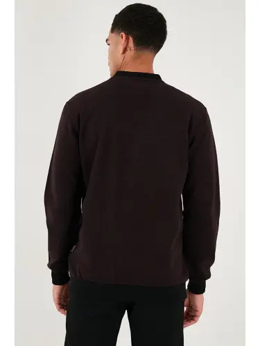 Bordo Pamuklu Regular Fit Düğmeli V Yaka Erkek Hırka 456205-Bordo - 7