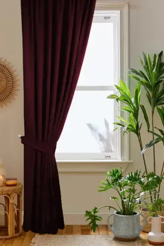 Bordo Petek Kadife Dokulu Fon Perde Düz Dikişli Ekstrafor Büzgü 1.sınıf Kalite-Açık Bordo - HOME COLOR HOME (1)