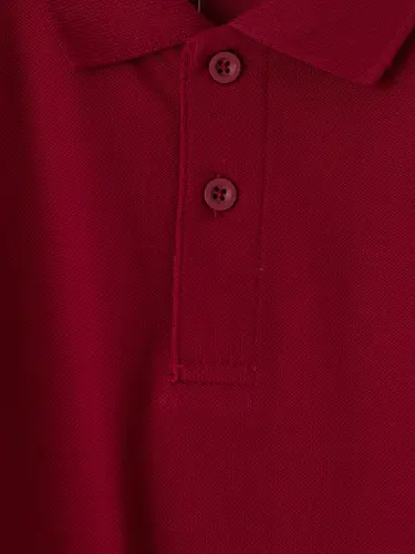 Bordo Polo Yaka Erkek Çocuk Pike Tişört-B - 5