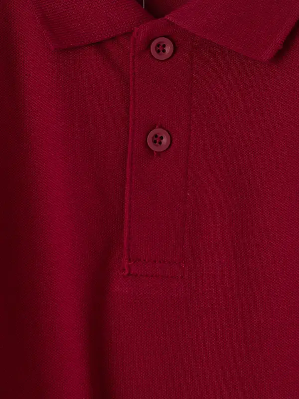 Bordo Polo Yaka Erkek Çocuk Pike Tişört-B - 5