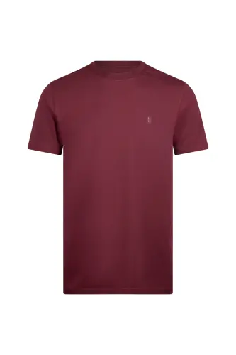 Bordo Regular Fit Bisiklet Yaka Pamuklu Basic Tişört - Bordo - 1
