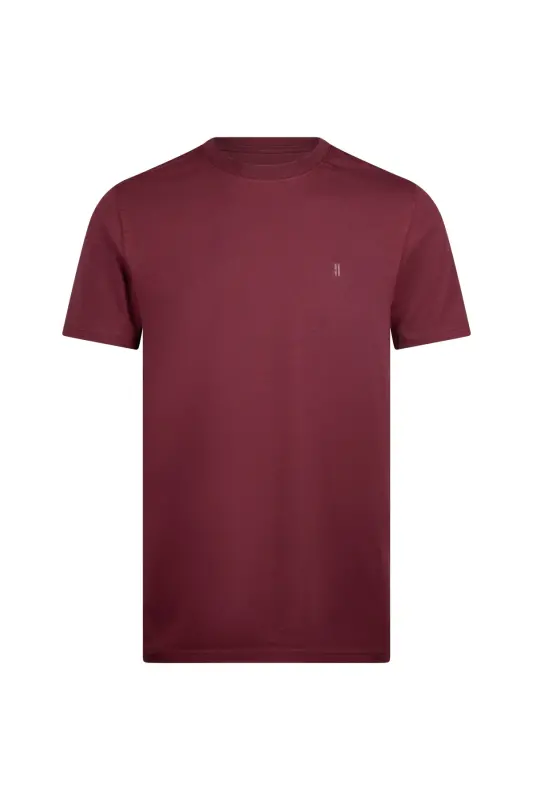Bordo Regular Fit Bisiklet Yaka Pamuklu Basic Tişört - Bordo - 1