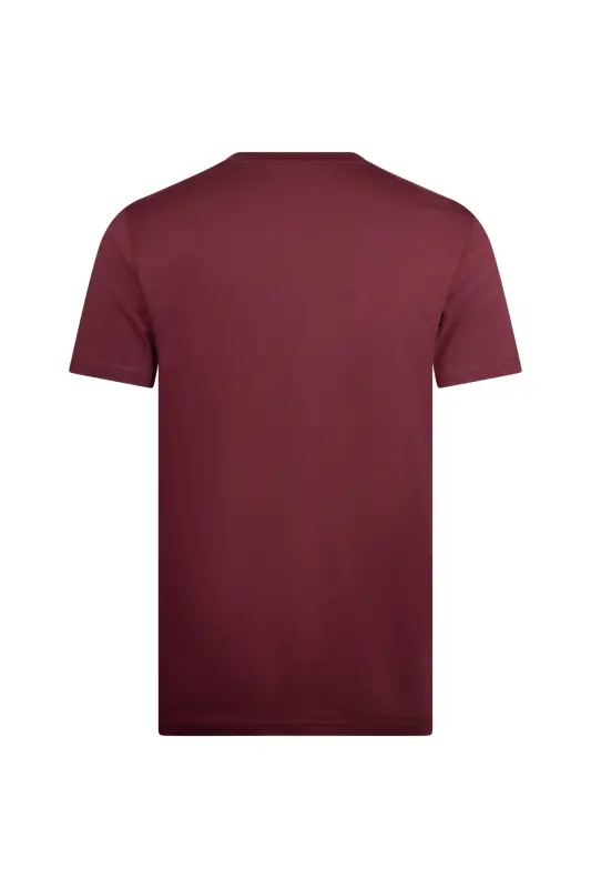 Bordo Regular Fit Bisiklet Yaka Pamuklu Basic Tişört - Bordo - 2
