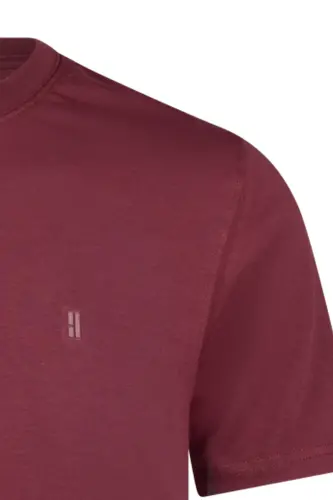 Bordo Regular Fit Bisiklet Yaka Pamuklu Basic Tişört - Bordo - 3