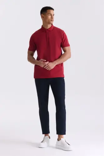 Bordo Slim Fit 100% Paxta Merserize Polo Yoqali Футболка - JAKAMEN (1)