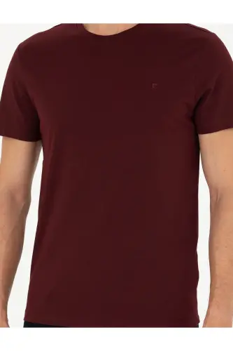Bordo Slim Fit Basic Tişört 50289335-VR014 - 142334 - 6