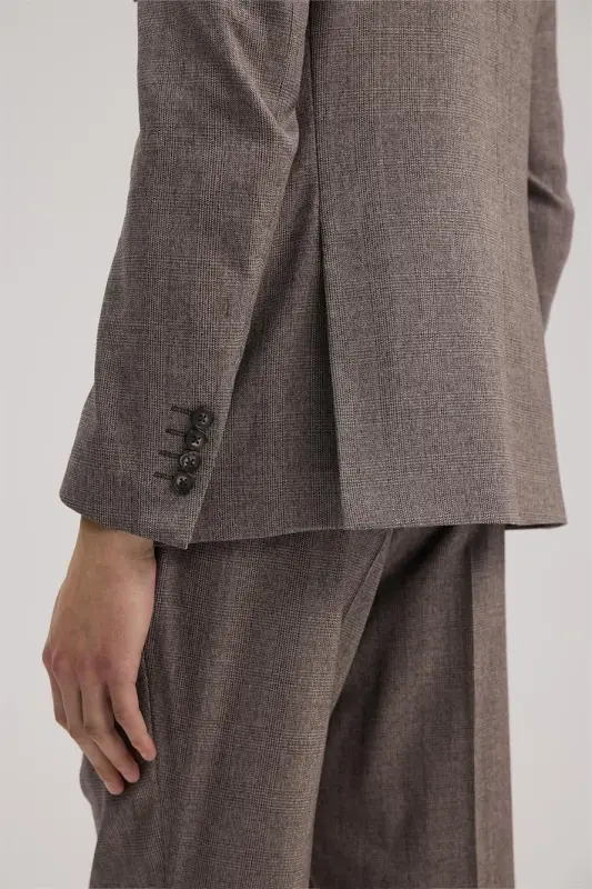 Bordo Slim Fit Ekoseli Kruvaze Kostyum - 4