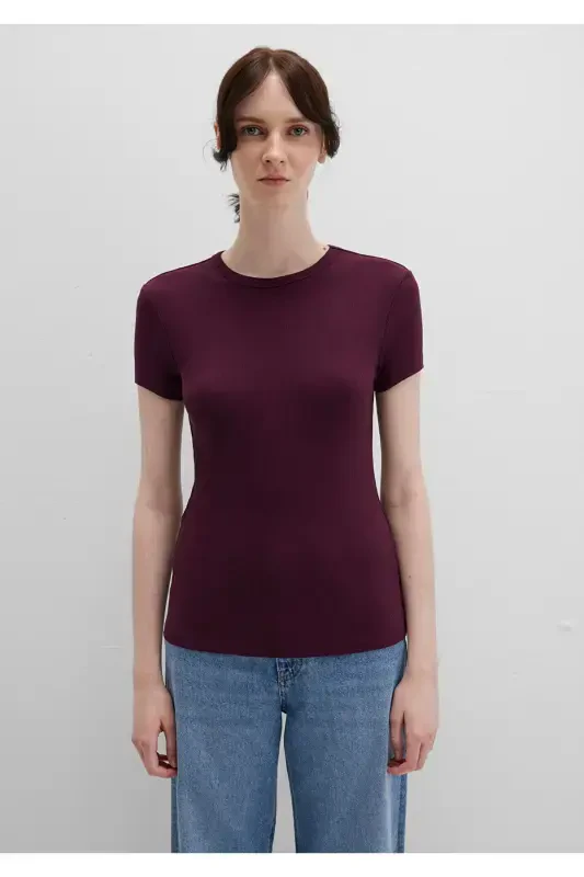 Бордовая базовая футболка Fitted / Облегающий крой 1613081-70434-Bordo - 11