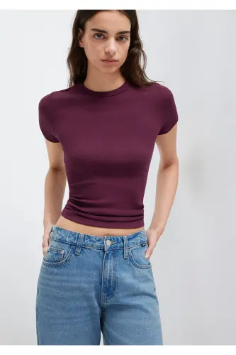 Бордовая базовая футболка Fitted / Облегающий крой 1613081-70434-Bordo - 2