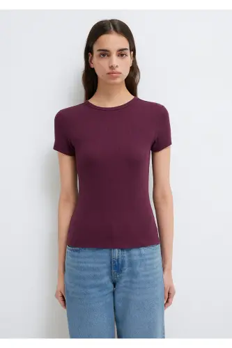 Бордовая базовая футболка Fitted / Облегающий крой 1613081-70434-Bordo - 3