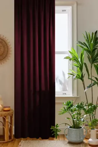 Бордовая сотовая бархатная текстурная фоновая занавеска с прямой строчкой, экстрафор, сборка, 1-й класс качества - светло-бордовый - 1