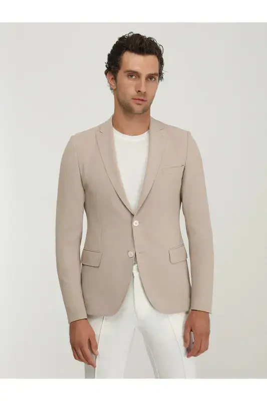 Бордовый Однотонный Слиповый Пиджак - 2