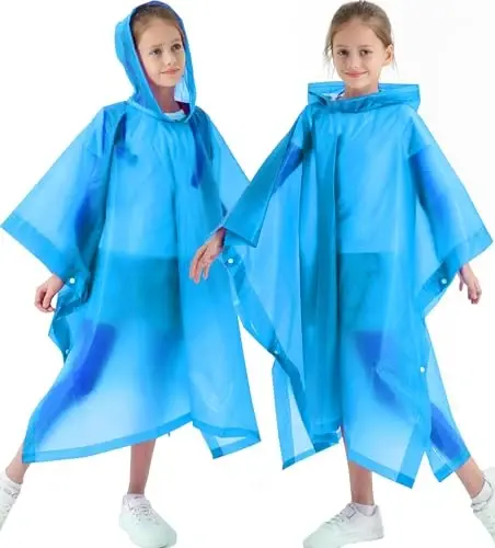 Borogo 2 Pack Raincoats for Kids, Kids Rain Jacket Reusable Rain Ponchos for Boys and Girls - 6