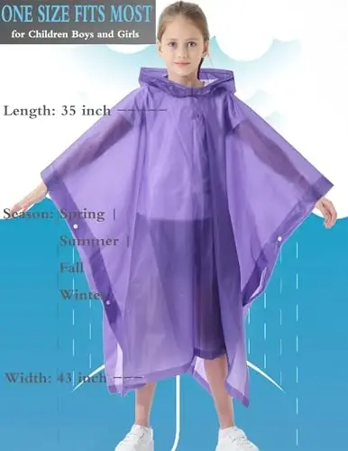 Borogo 2 Pack Raincoats for Kids, Kids Rain Jacket Reusable Rain Ponchos for Boys and Girls - 5