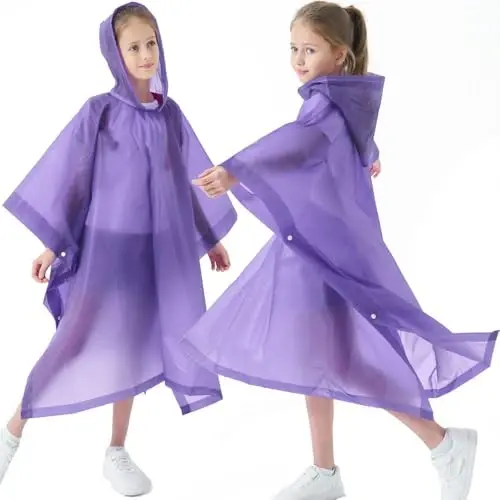Borogo 2 Pack Raincoats for Kids, Kids Rain Jacket Reusable Rain Ponchos for Boys and Girls - 6