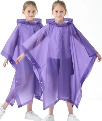 Borogo 2 Pack Raincoats for Kids, Kids Rain Jacket Reusable Rain Ponchos for Boys and Girls - Borogo