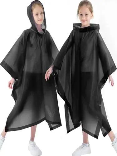 Borogo 2 Pack Raincoats for Kids, Kids Rain Jacket Reusable Rain Ponchos for Boys and Girls - 3