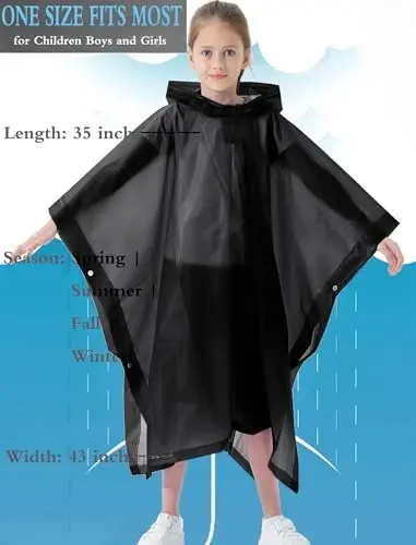 Borogo 2 Pack Raincoats for Kids, Kids Rain Jacket Reusable Rain Ponchos for Boys and Girls - 4