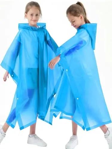 Borogo 2 Pack Raincoats for Kids, Kids Rain Jacket Reusable Rain Ponchos for Boys and Girls - 3