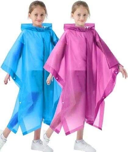 Borogo 2 Pack Raincoats for Kids, Kids Rain Jacket Reusable Rain Ponchos for Boys and Girls - Borogo