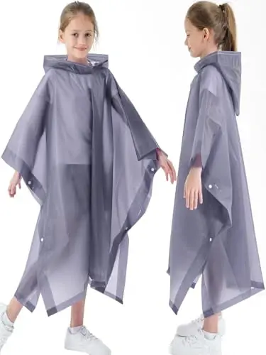 Borogo 2 Pack Raincoats for Kids, Kids Rain Jacket Reusable Rain Ponchos for Boys and Girls - 3