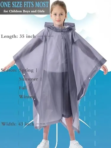 Borogo 2 Pack Raincoats for Kids, Kids Rain Jacket Reusable Rain Ponchos for Boys and Girls - 4