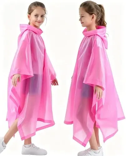 Borogo 2 Pack Raincoats for Kids, Kids Rain Jacket Reusable Rain Ponchos for Boys and Girls - 4