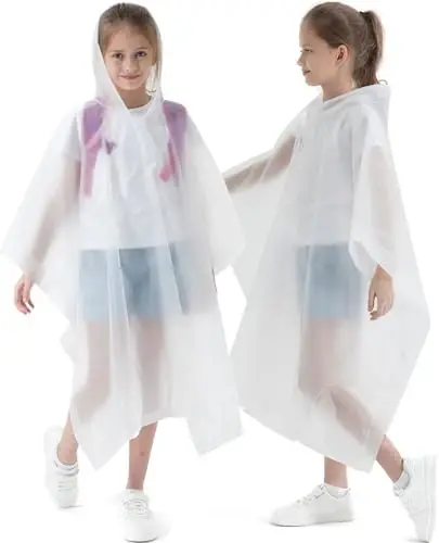 Borogo 2 Pack Raincoats for Kids, Kids Rain Jacket Reusable Rain Ponchos for Boys and Girls - 1