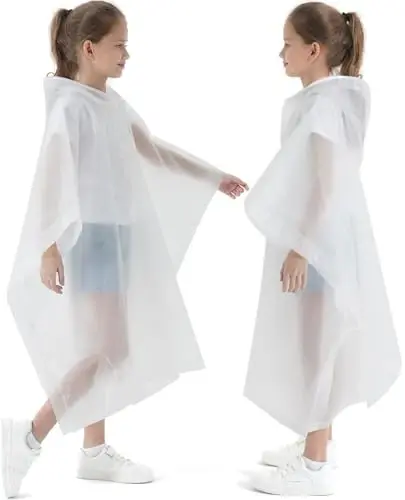 Borogo 2 Pack Raincoats for Kids, Kids Rain Jacket Reusable Rain Ponchos for Boys and Girls - 3
