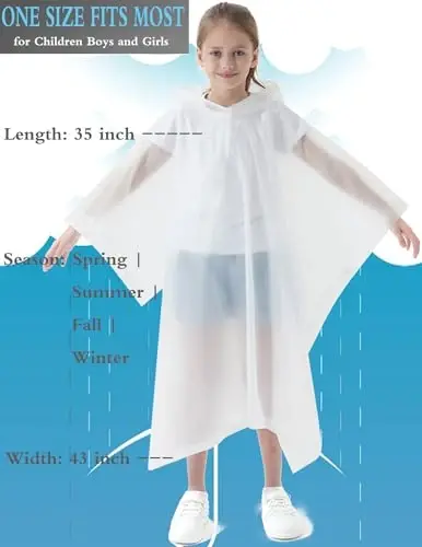 Borogo 2 Pack Raincoats for Kids, Kids Rain Jacket Reusable Rain Ponchos for Boys and Girls - 5