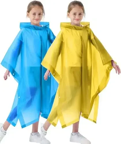 Borogo 2 Pack Raincoats for Kids, Kids Rain Jacket Reusable Rain Ponchos Rain Coats for Boys and Girls - 1