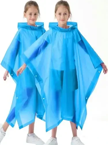 Borogo 2 Pack Raincoats for Kids, Kids Rain Jacket Reusable Rain Ponchos Rain Coats for Boys and Girls - 2